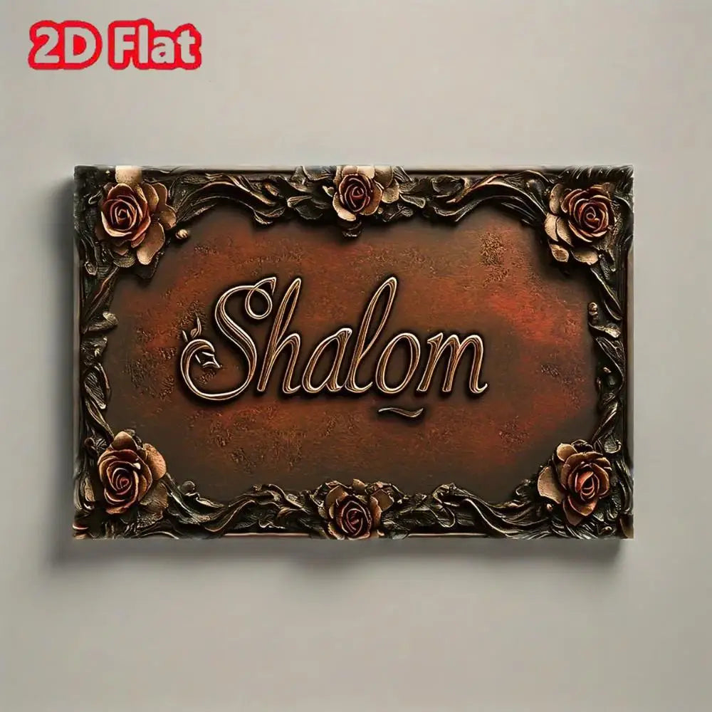 A 3 Strand Cord Shalom Rustic Metal Tin Sign Rose Decor