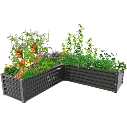 Hign-concerned L Shaped Galvanized Garden Bed Planter