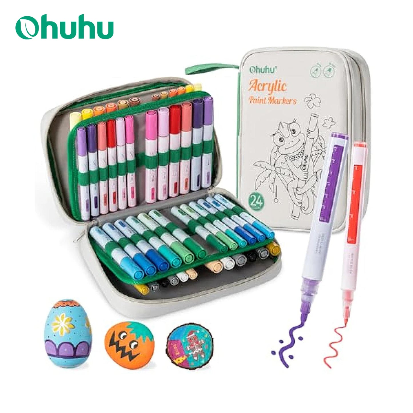 Ohuhu Acrylic Paint Markers 48 Marker Set Reversible Tip