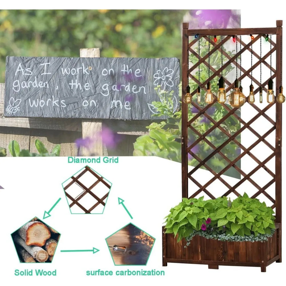 Finishing Raised Garden Bed Planter With Trellis Set Of 2