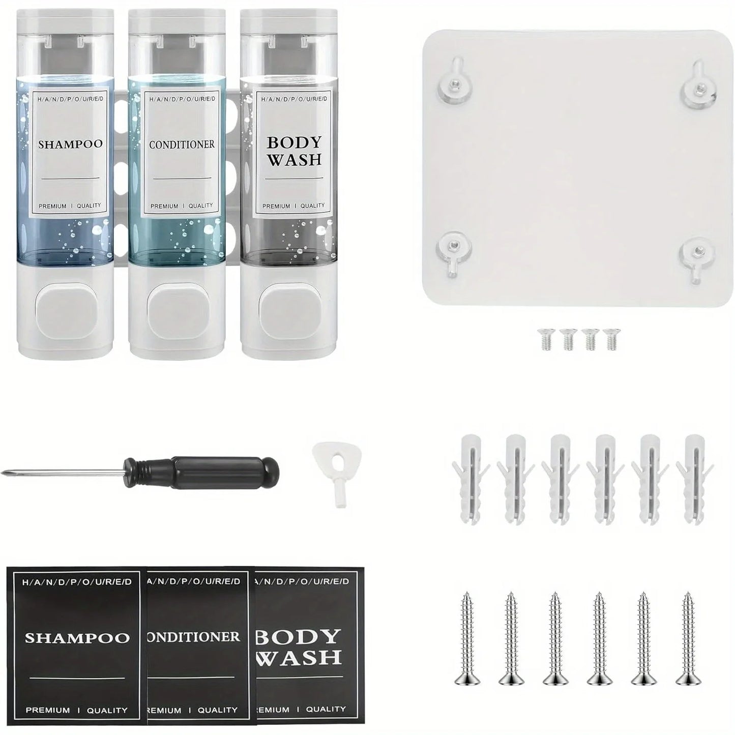 A 3 Strand Cord Wall Mounted Shower Gel Soap Dispenser ABS