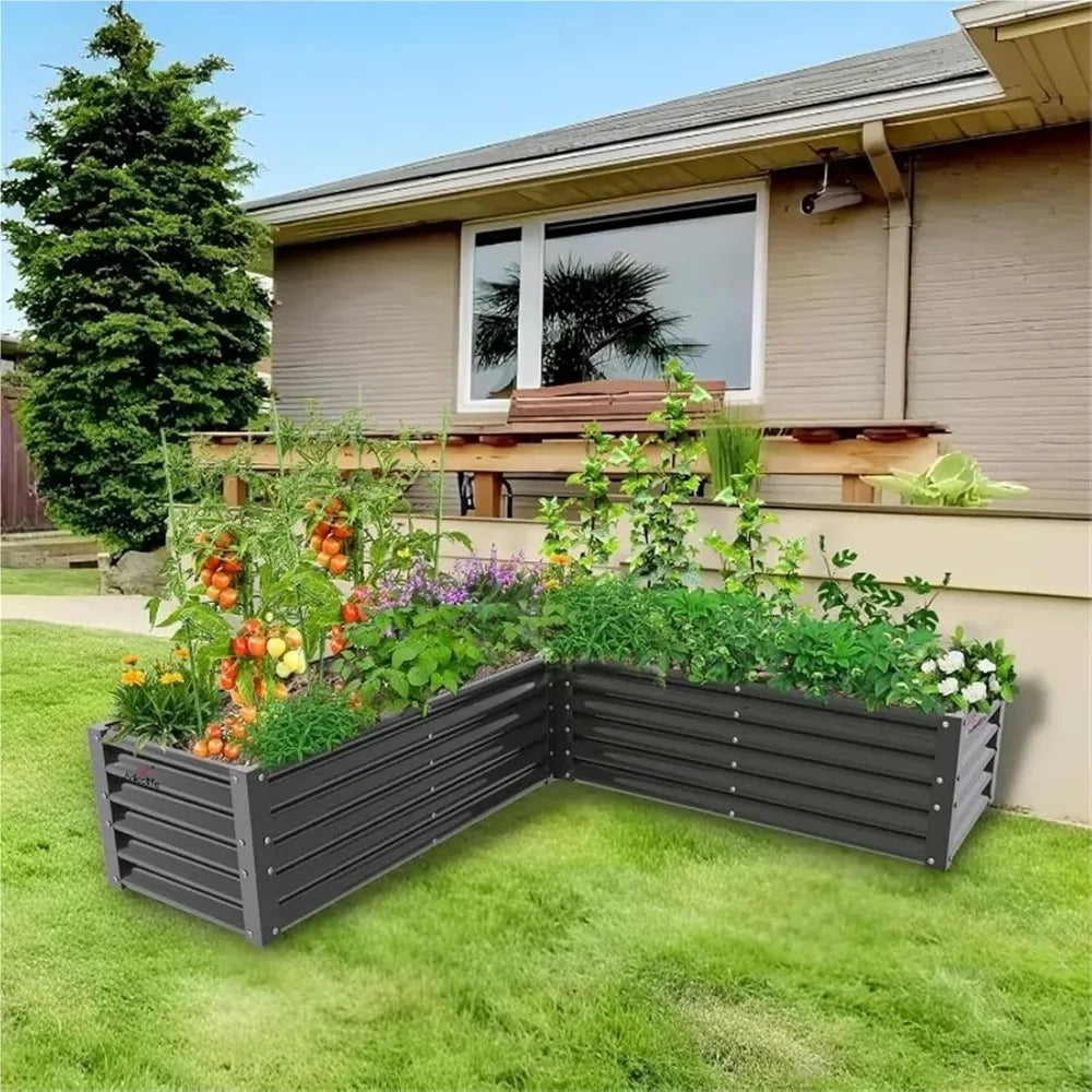 Hign-concerned L Shaped Galvanized Garden Bed Planter