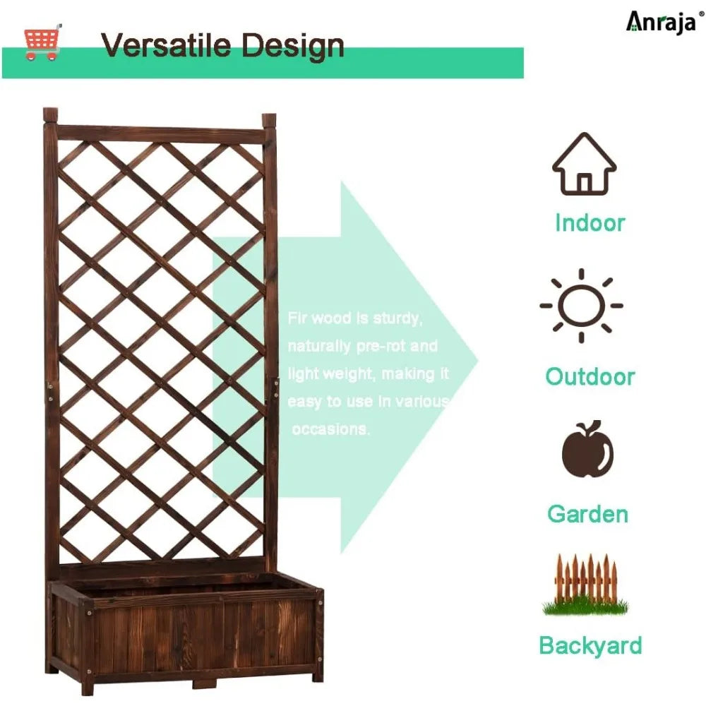 Finishing Raised Garden Bed Planter With Trellis Set Of 2