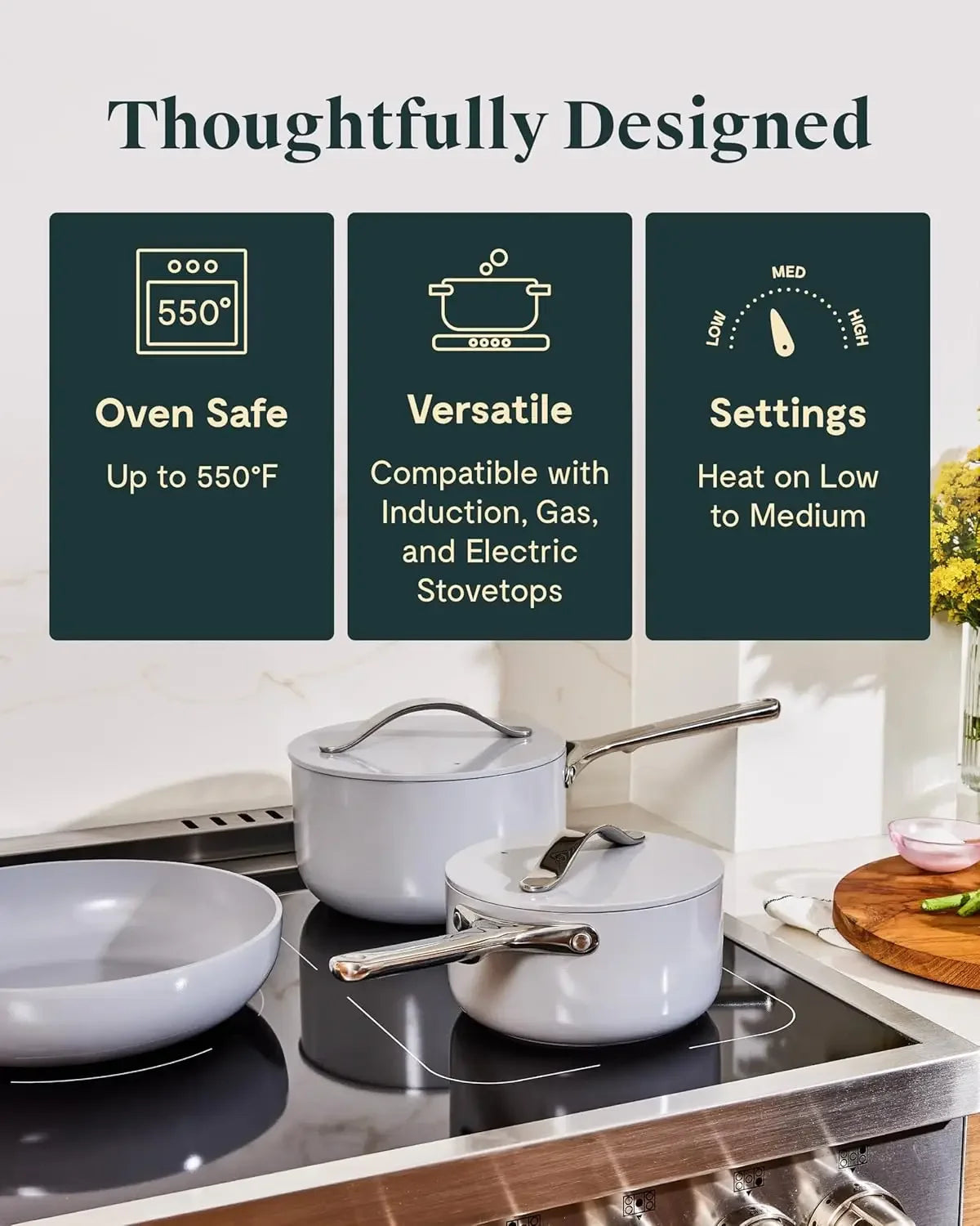 XMSJ Nonstick Ceramic Cookware Set 12Pc Pots Lids Oven Safe