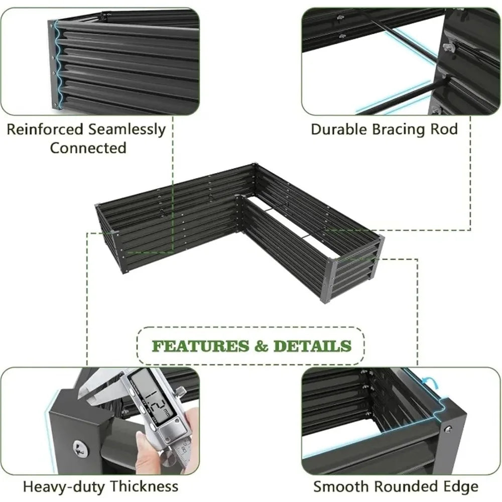 Hign-concerned L Shaped Galvanized Garden Bed Planter