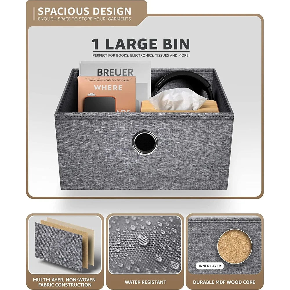 XMSJ Rustic End Table With Wood Top And Fabric Drawer