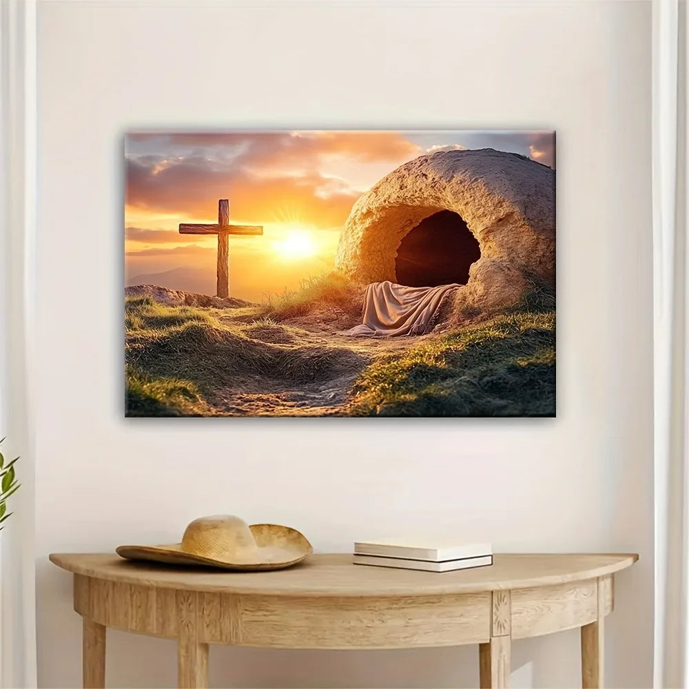 Hign Concerned Resurrection Canvas Wall Art Pine Frame