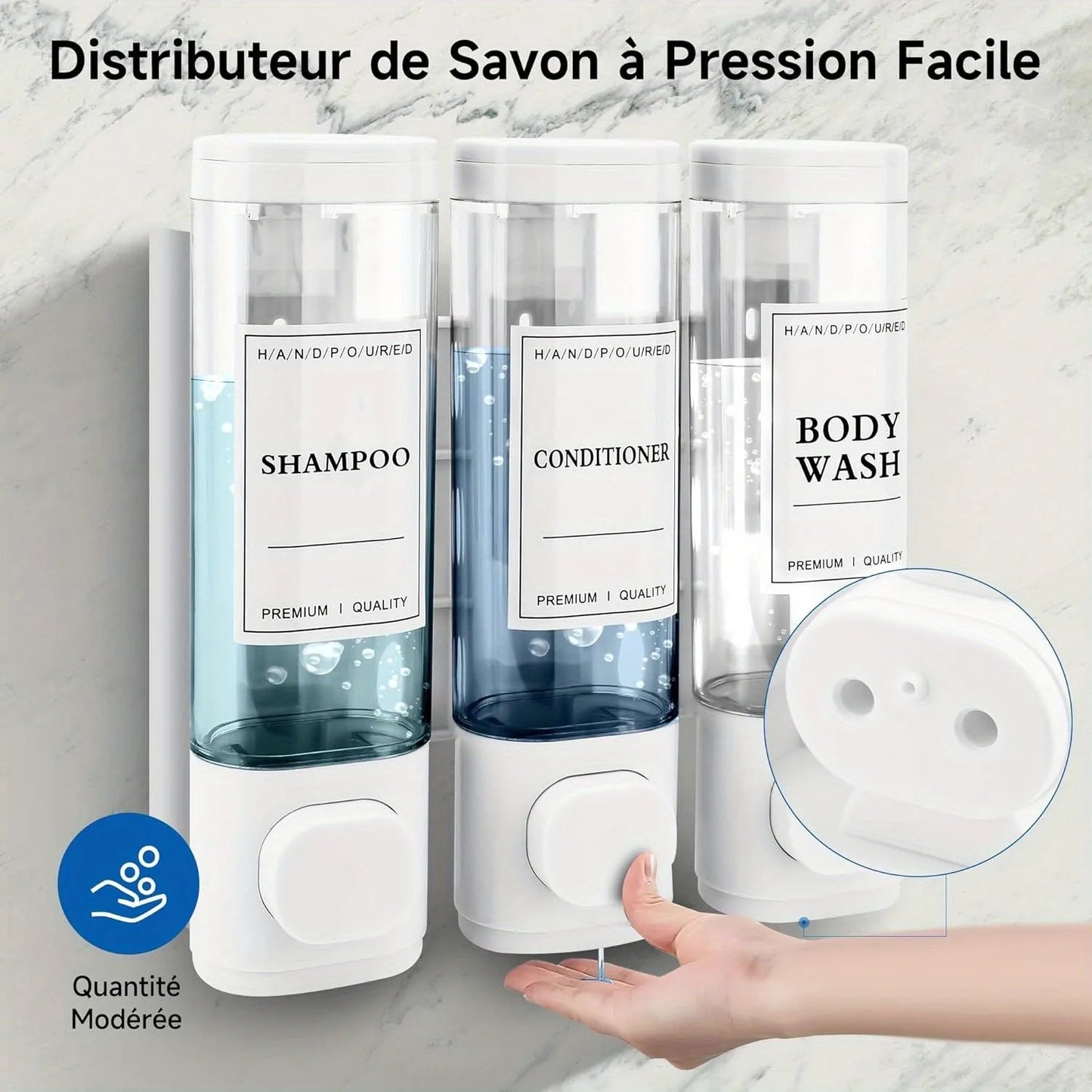 A 3 Strand Cord Wall Mounted Shower Gel Soap Dispenser ABS