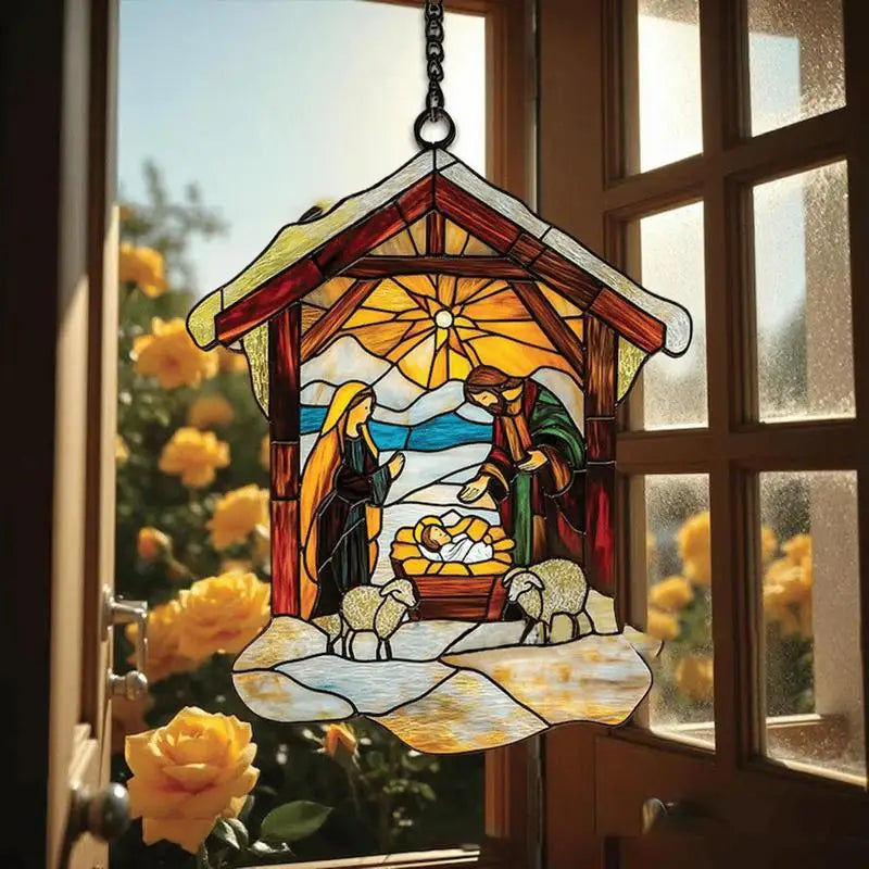 A 3 Strand Cord Nativity Sun Catchers Religious Ornaments