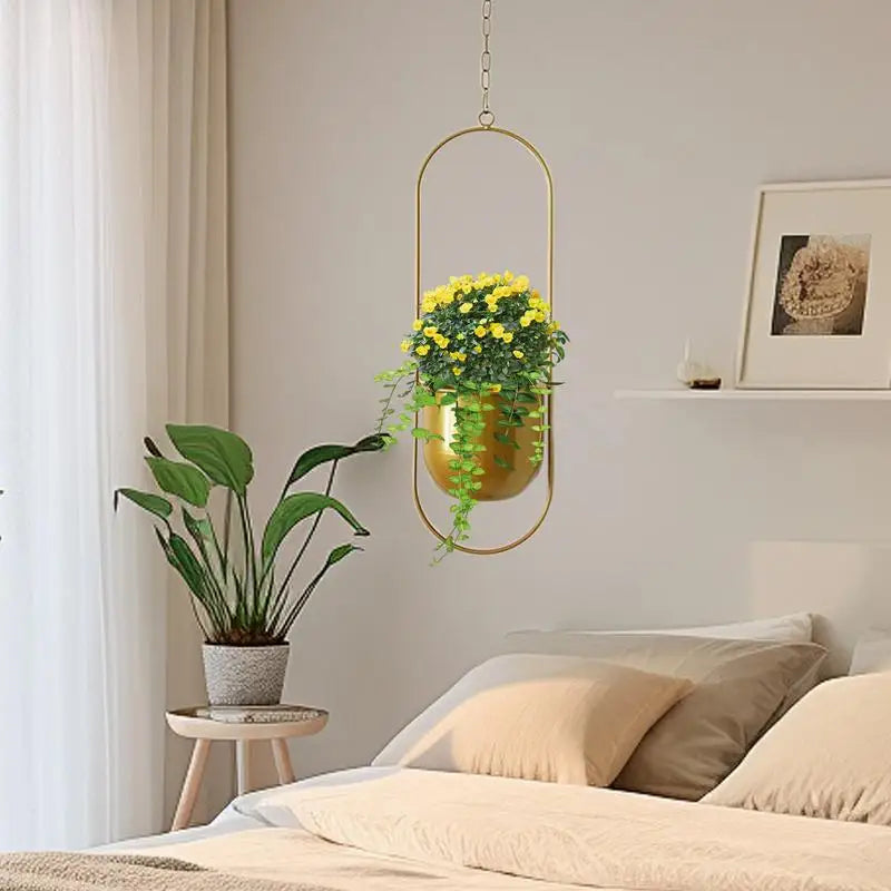 A 3 Strand Cord Metal Ceiling Plant Pot Hanging Planter