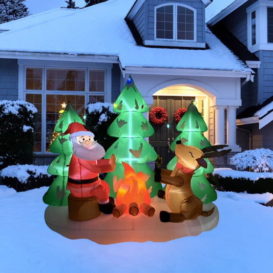 Hignconcerned Christmas Inflatable Santa And Reindeer LED
