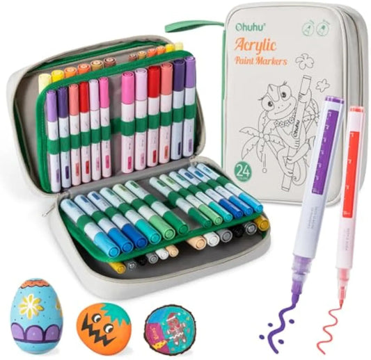 Ohuhu Acrylic Paint Markers 48 Marker Set Reversible Tip