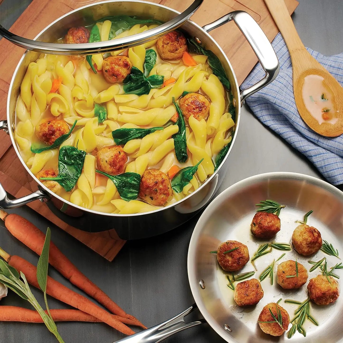 A 3 Strand Cord Tri Ply Stainless Steel Cookware Set