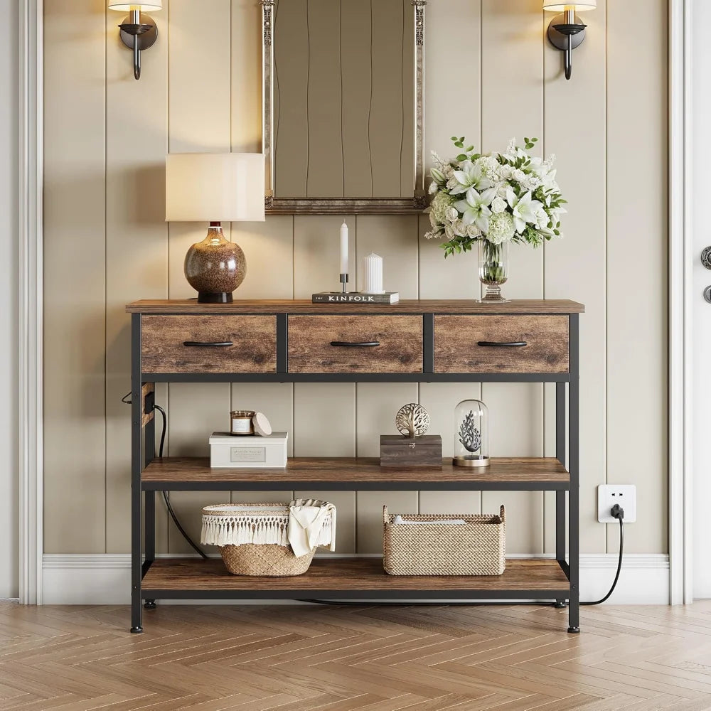 A 3 Strand Cord Entryway Table With USBOutlets Pro