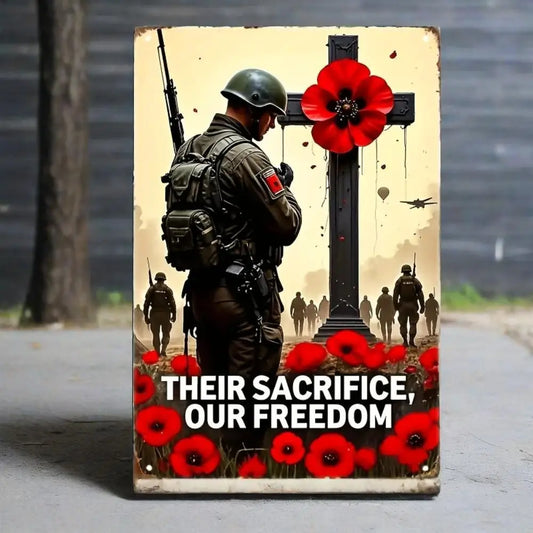 HELLOYOUNG Military Salute Cross Wall Art Aluminum Decor