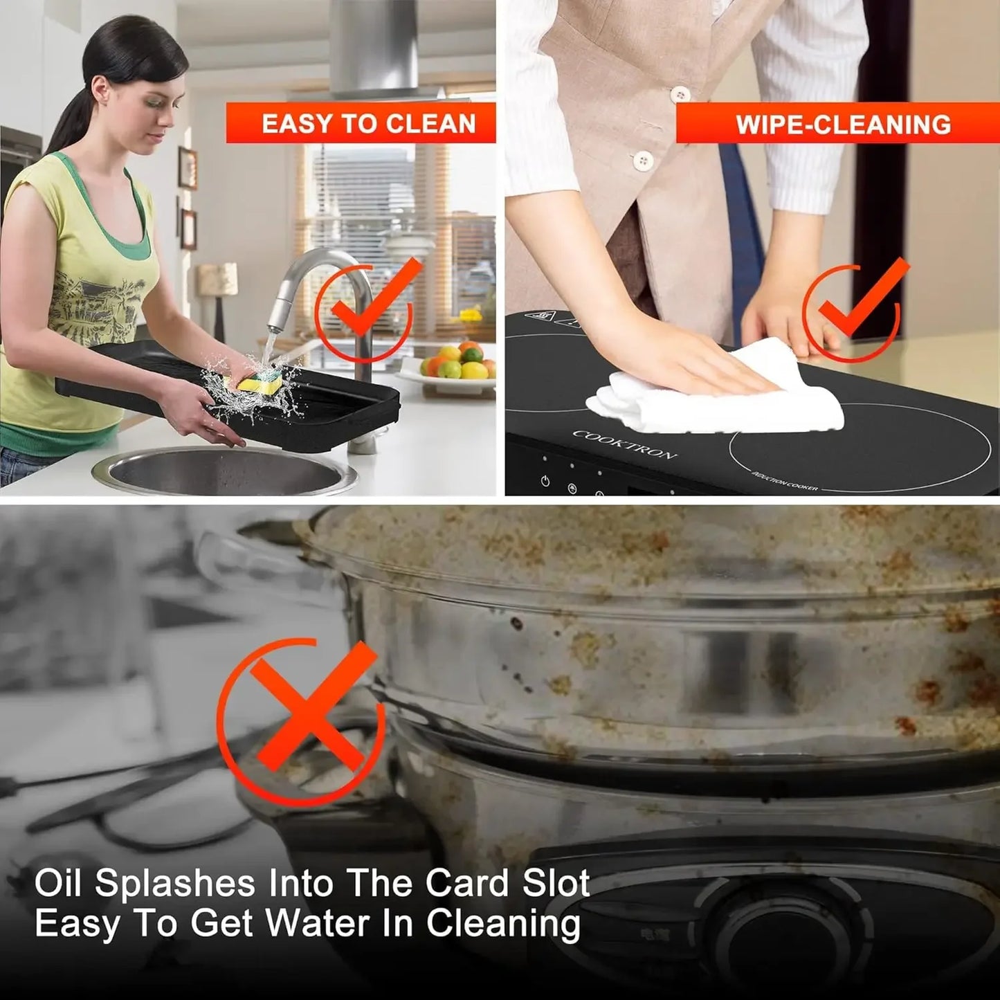 XMSJH Portable Induction Cooktop 2 Burner With Griddle Pan