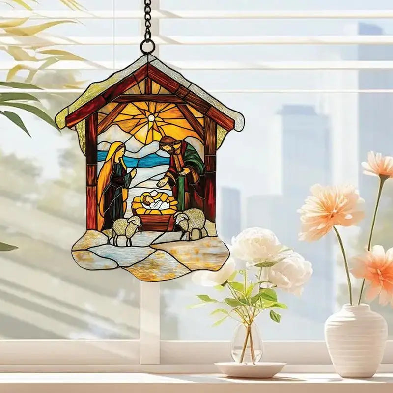 A 3 Strand Cord Nativity Sun Catchers Religious Ornaments
