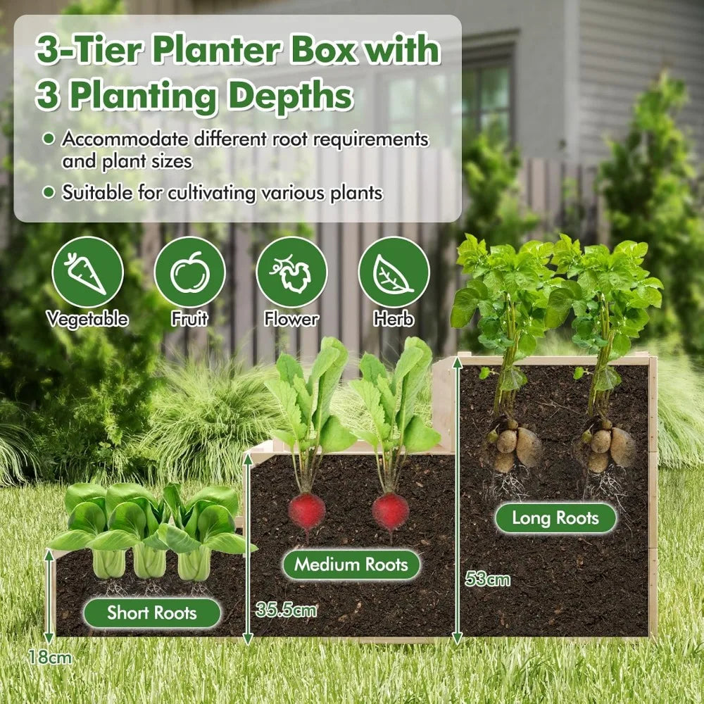 A 3 Strand Cord HappyGrill 3 Tier Raised GardenBed Planter