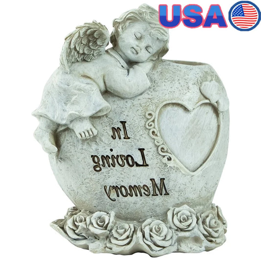 A 3 Strand Cord Angel Garden Statue In Loving Memory