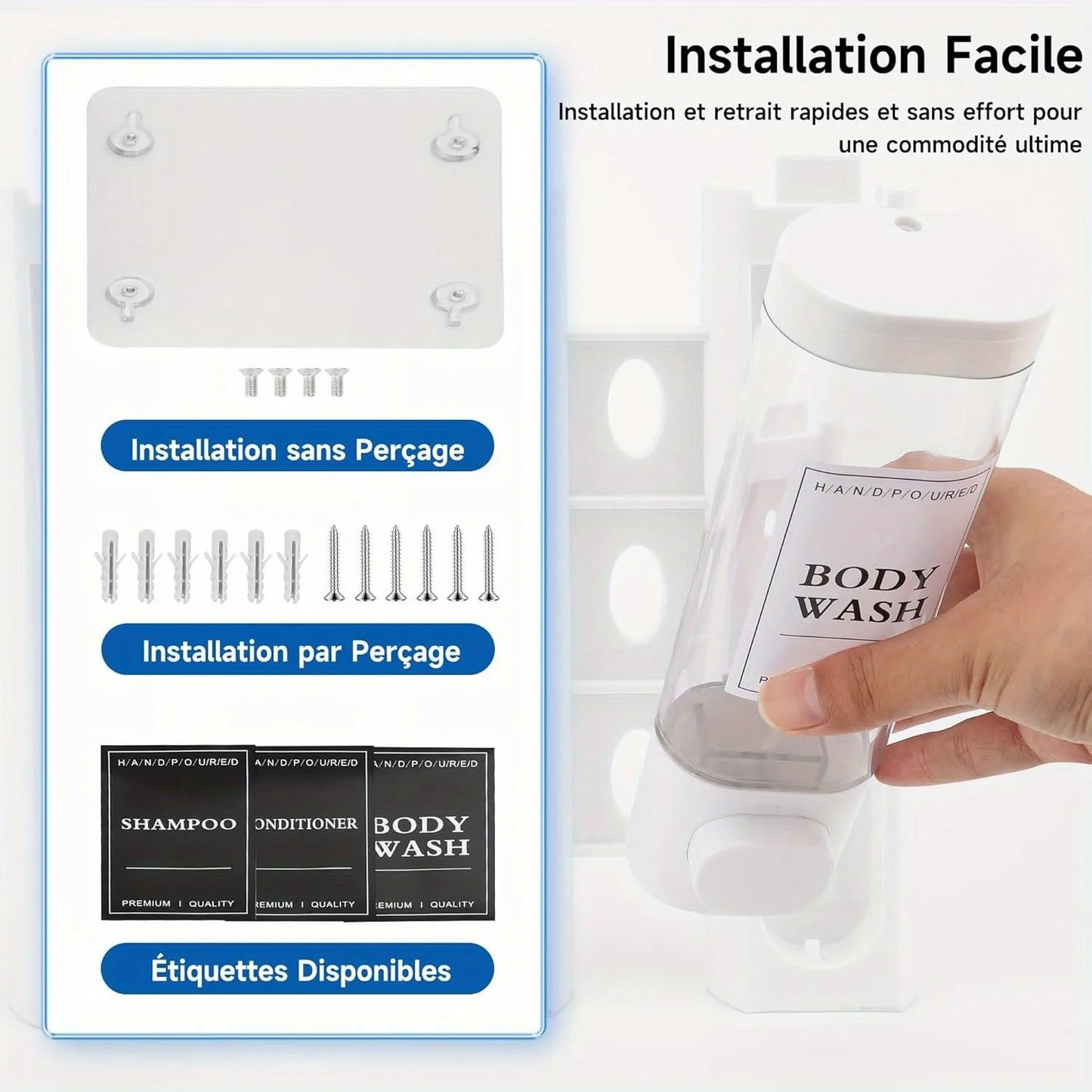 A 3 Strand Cord Wall Mounted Shower Gel Soap Dispenser ABS